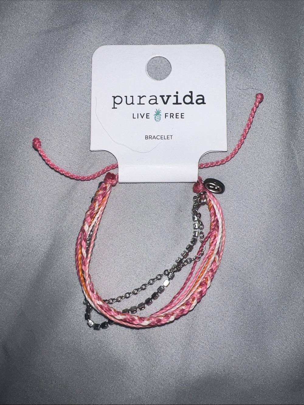 Pura Vida Pink Multistrand Braided & Chain Bracelet